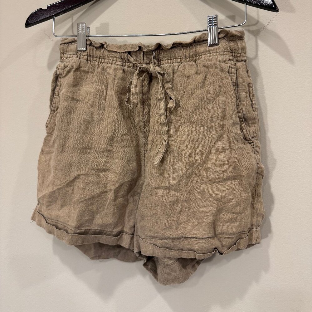 C&C California 100% Linen Drawstring Shorts Women’s Small Tan